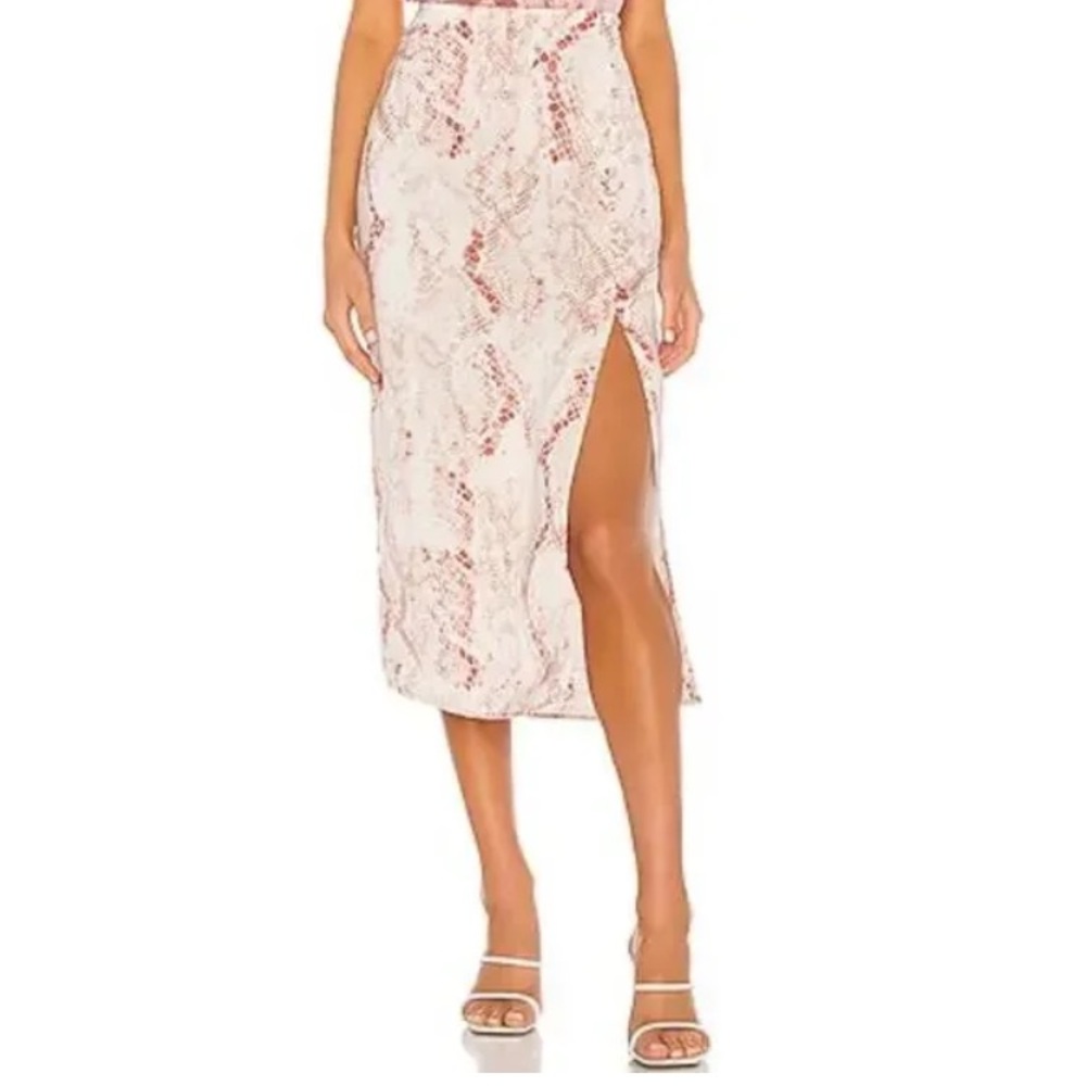 cupcakes & cashmere cream and pink reptile midi skirt